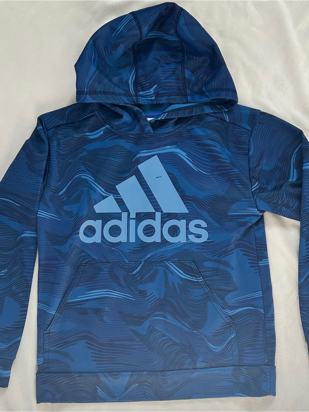 adidas Navy and Light Blue Graphic Hoodie